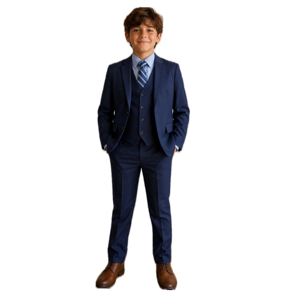 Giorgio Fiorelli, Navy 3 Piece Suit Jacket, Pants, Vest , Size 10 tailored Husky
